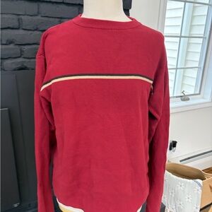 Timberland Men's Ribbed  Long Sleeve 100% Cotton Red Crew Neck Sweater Sz L